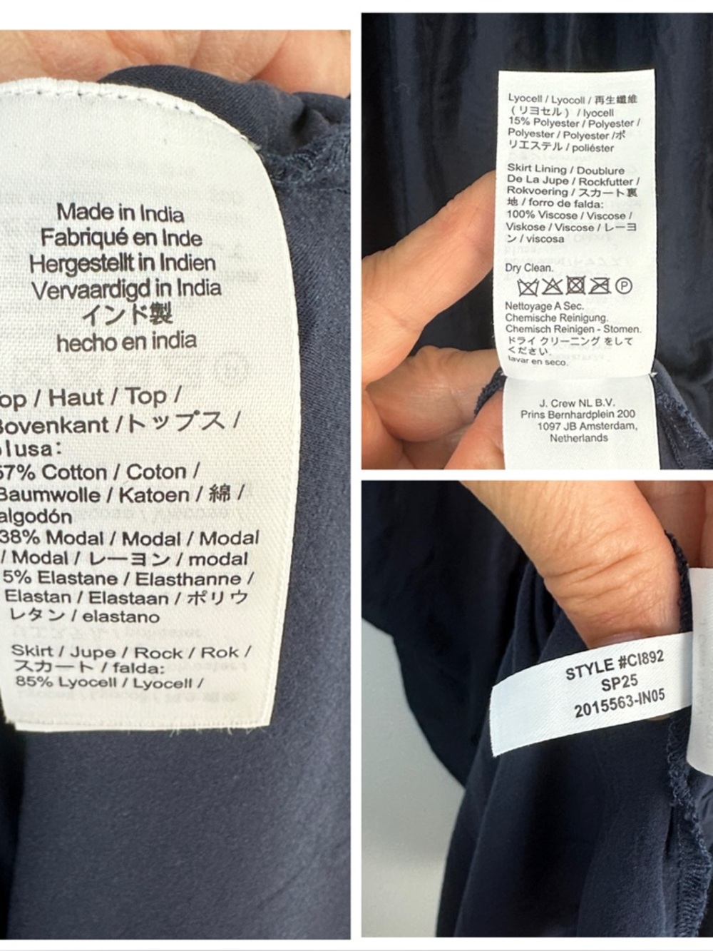 J.Crew Gathered Waist Mixy Dress Ribbed Knit Top Crinkly Sheer Skirt Lined MED - Picture 16 of 16